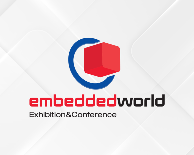 embedded world logo with red square on white geometric background