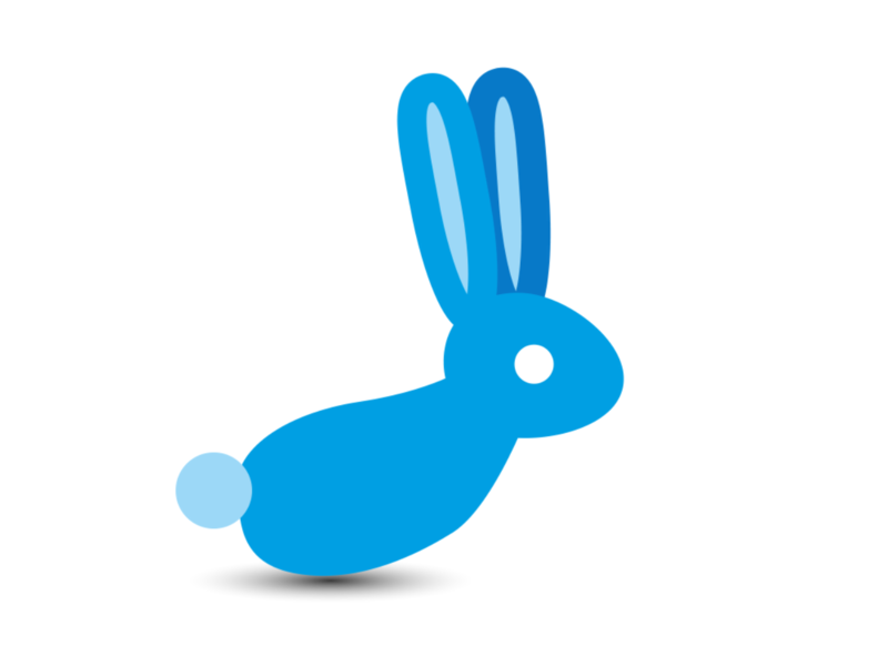 vector illustration of blue bunny on white background