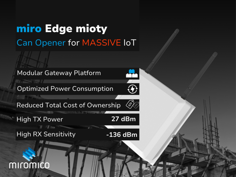 close up of miromico mioty gateway on industrial background for e-world