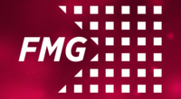 fmg in bold white font with white boxes in grid on red background