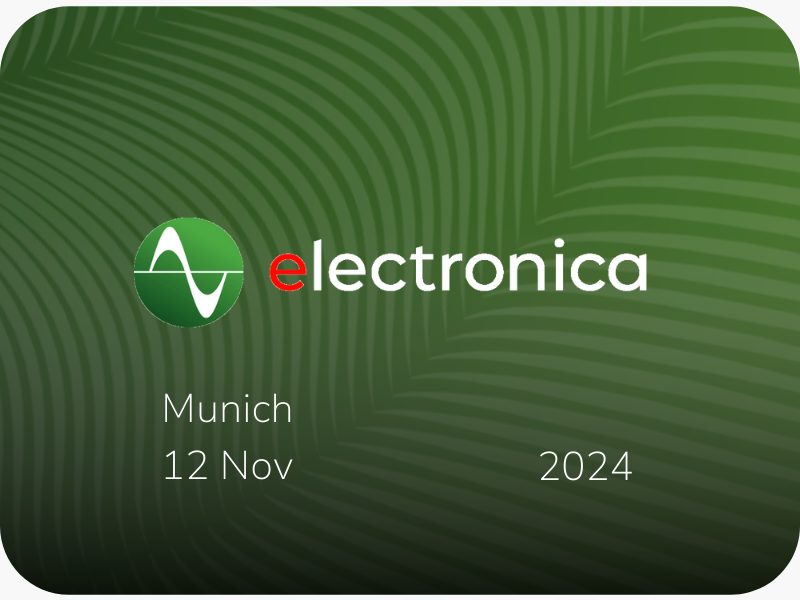 Green geometric event poster for Electronica munich 2024