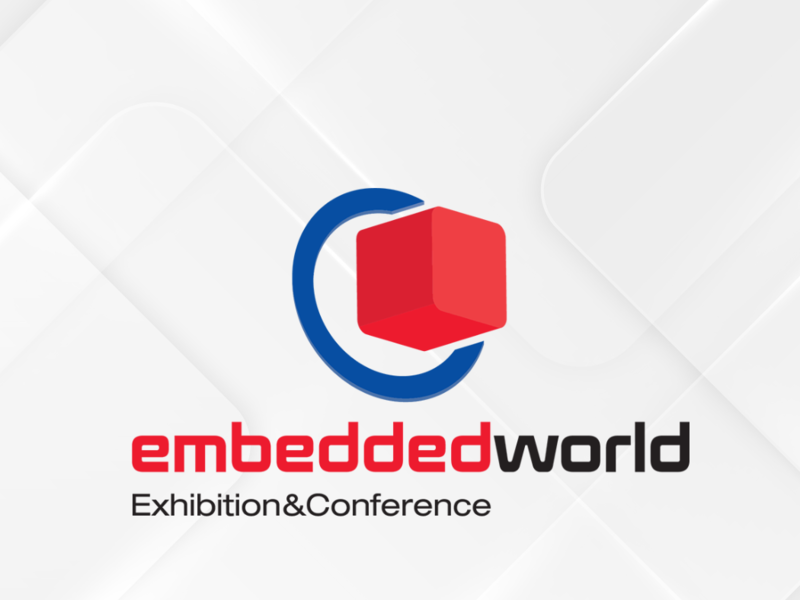 embedded world logo with red square on white geometric background